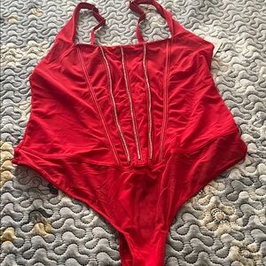 Auden Red Halter Top with Beaded Detail